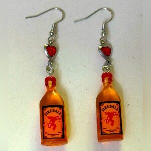 Fireball mini whiskey bottle dangle earrings